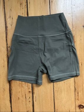 Women's High-Rise Olive Green Bike Shorts